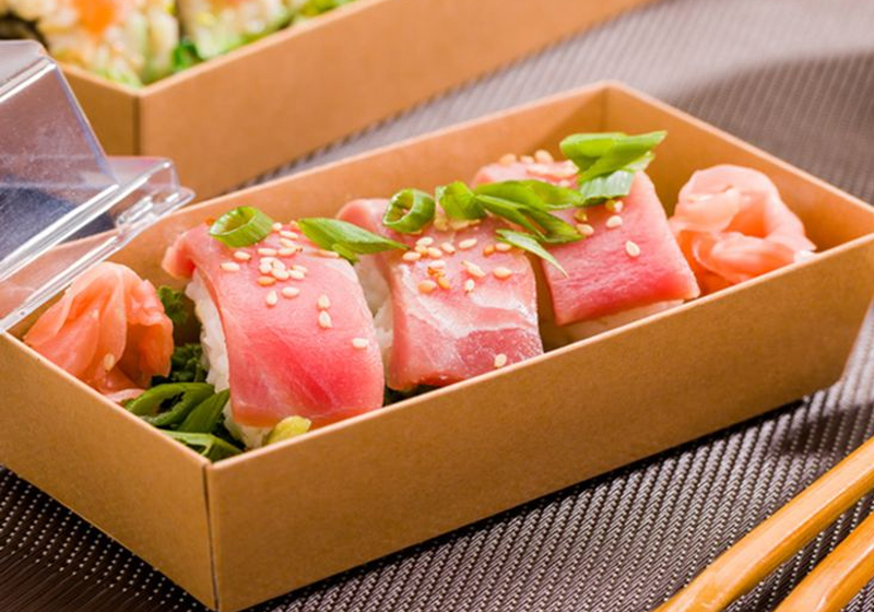 Biologisk nedbrydelig engangs sushi papirboks